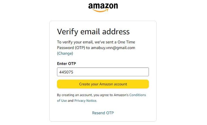 Đăng ký tài khoản Amazon